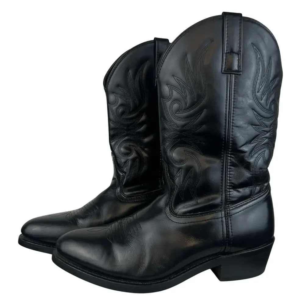 Laredo Men's Black Genuine Leather Paris Western Cowboy Boots (Sz 11 Extra Wide)